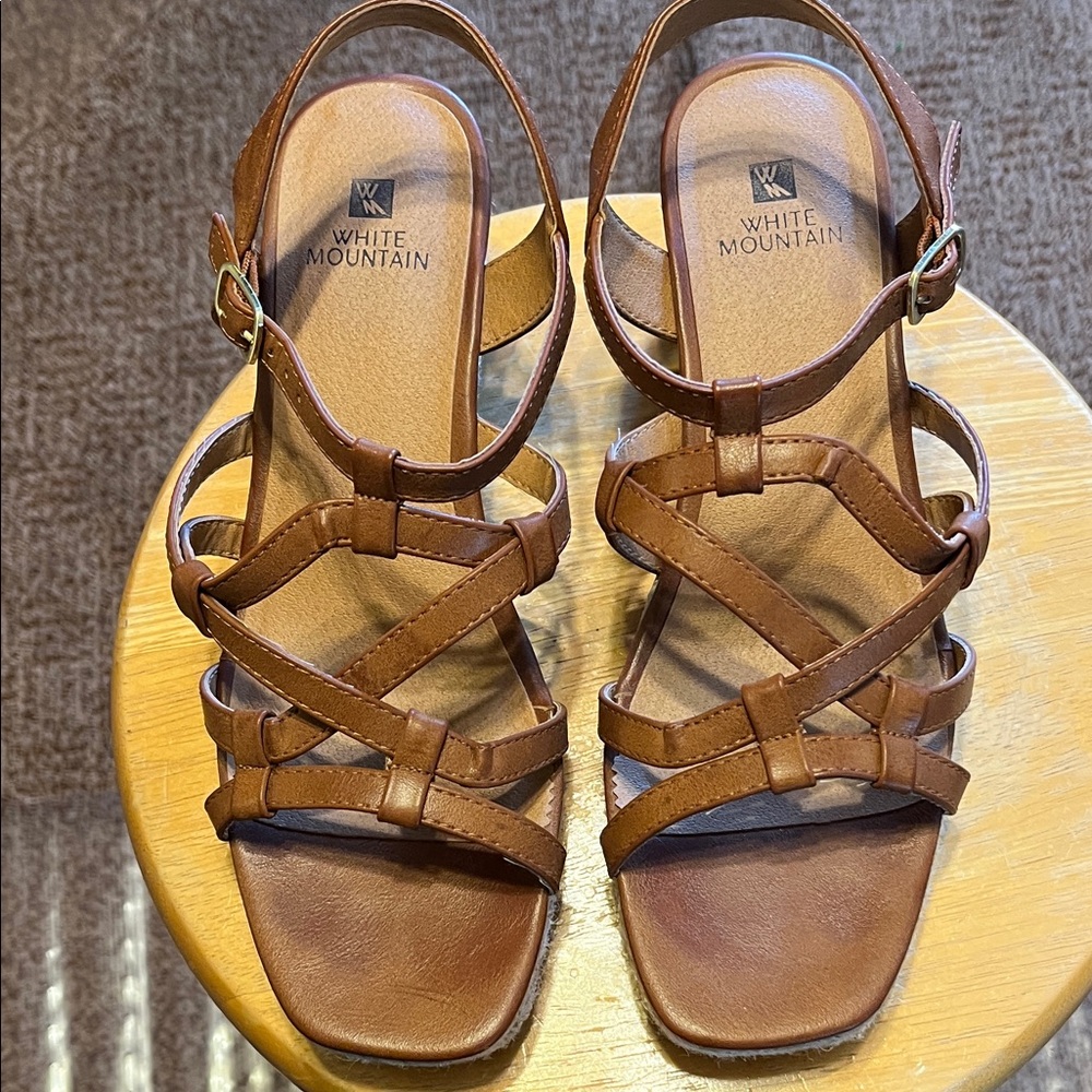 White Mountain Tan Strappy Sandals